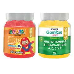 SOTTCOR LABS - PACK 2 GOMITAS ZINC OROTATE NIÑOS + GOMITAS MULTIVITAMINAS 130UND