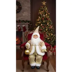 GENERICO - Papa Noel Decorativo Dorado con Lentejuelas Navideño Elegante Navidad papanoel