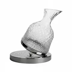 PANORAMA HOGAR - Decantador de Vino Vidrio Transparente con Base Metálica 25CM