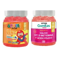 SOTTCOR LABS - PACK 2 GOMITAS ZINC OROTATE NIÑOS 130UND + GOMITAS CALCIO 130UND