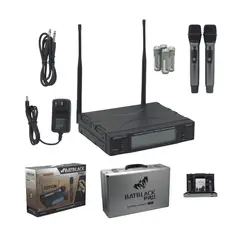 BATBLACK - Micrófono Profesional Inalámbrico UHF Doble BT-M8822