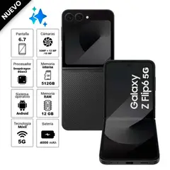 SAMSUNG - Celular Galaxy Z Flip 6 5G 512GB 12GB RAM Negro