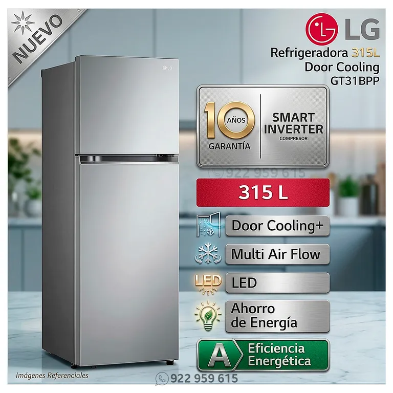 Refrigeradora 315L Top Freezer Door Cooling GT31BPP - Modelo Nuevo
