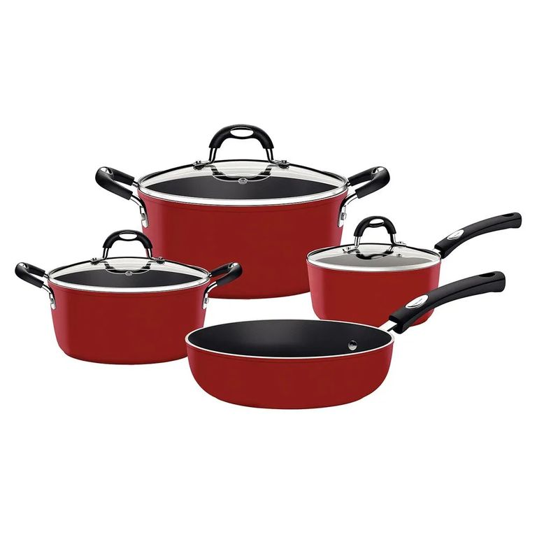 Juego de ollas de Aluminio Mónaco Rojo x 7 piezas - 20099432