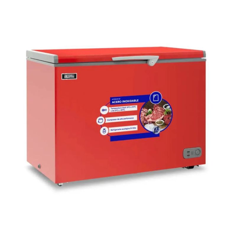 Congelador 340L con Tina de Acero Inoxidable TFI-3400RE - Rojo