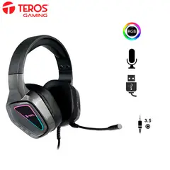 Teros - Audifono Gaming TE-8171N con Micrófono y RGB Negro