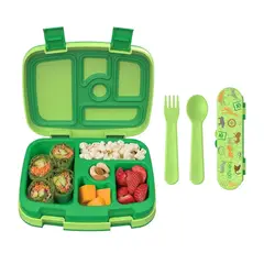 BENTGO - Lonchera y Set de Cubiertos - Animalitos de La Selva