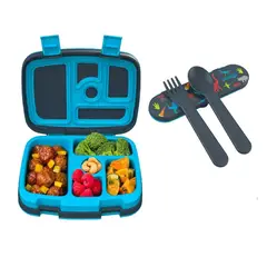 BENTGO - Lonchera y Set de Cubiertos - Dinosaurio