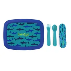 BENTGO - Lonchera y Set de Cubiertos - Tiburones