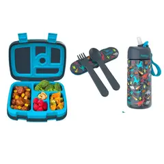 BENTGO - Set Lonchera Cubierto y Tomatodo - Dinosaurio