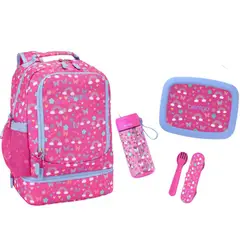 BENTGO - Set Mochila 2 en 1 Lonchera Cubiertos y Tomatodo - Mariposas