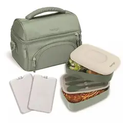 BENTGO - Set Lonchera Deluxe 4pzs Bolso + IcePack +Bento Classic -Verde