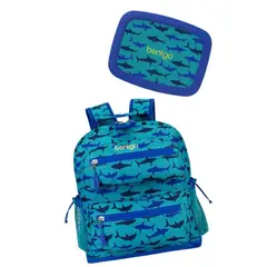 BENTGO - Set Lonchera y Mochila Escolar Kids - Tiburones