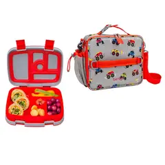 BENTGO - Set Lonchera y Porta Lonchera Kids - Camiones