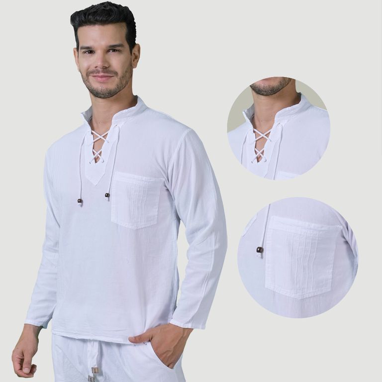 Camisa Blanca Manga Larga Hombre
