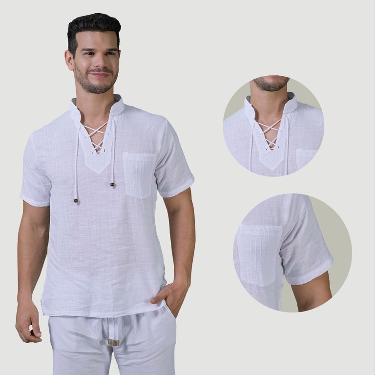Camisa Blanca Manga Corta Hombre