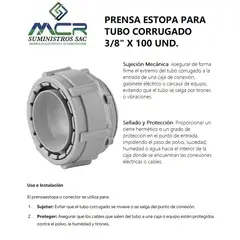 GENERICO - PRENSA ESTOPA PARA TUBO CORRUGADO 3/8" X 100 UND.