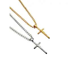 GENERICO - Collar Cruz con Cristo Elegancia y Fe en Acero 316L