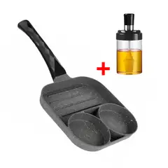 INSPIRA - Kit Sartén Antiadherente 3 Divisiones más Aceitera con Brocha de Silicona