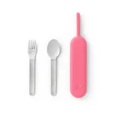 OMIE - Set de Cubiertos Acero Inoxidable UP Pod & Utensil - Bubble Pink