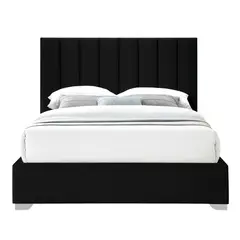 GENERICO - Cama Tapizada Listón Clavel Negro Queen