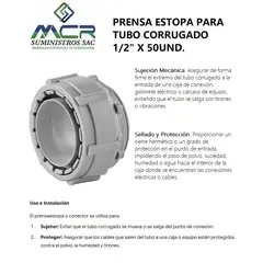 GENERICO - PRENSA ESTOPA PARA TUBO CORRUGADO 1/2" X 50 UND.