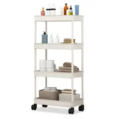 KELLER - Carrito Organizador Estante 4 Niveles con Ruedas para Baño B24