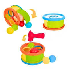 GENERICO - Juguete Didáctico 3 en 1 Golpear, Encajar y Tambor de Mano