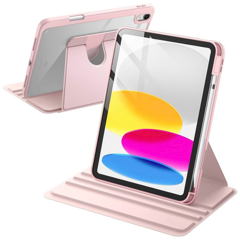 Funda Transparente Giratorio 360° para iPad A16 11th 10th GEN ROSADO