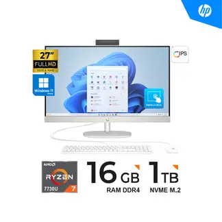 HP - ALL IN ONE 27" FHD IPS TOUCH Ryzen 7 7730U 16GB 1TB WIN11H BLANCO