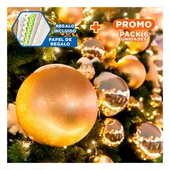 GENERICO - Pack6 Pelotitas de Decorar Casa en Dorado Y+Papel de Regalo