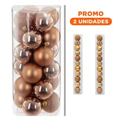 RYBIU IMPORT - Pack2 Esferas con Escarchado de Navidad en Champagne