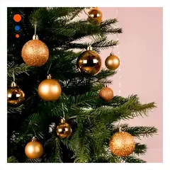 GENERICO - Bolas Finas de 9Pcs de Navidad Dorado Y+Ligas de Regalo