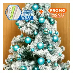 GENERICO - Pack12 Pelotas Dias Especiales en Celeste Y+Papel de Regalo