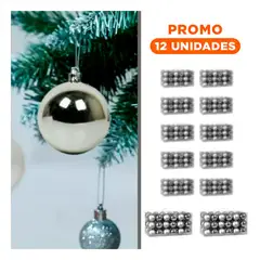 RYBIU IMPORT - Pack12 Pelotas Navideñas para Adornar en Casa de Plateado