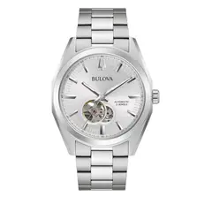 BULOVA - SURVEYOR AUTOMATICO PLATEADO FONDO BLANCO