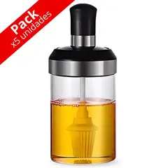 MINARI - Pack x5 Aceitero con Brocha de Silicona Frasco de Vidrio 301A