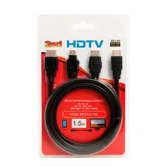 GENERICO - Cable Hdmi Mas Adaptadores Micro Hdmi Y Mini Hdmi