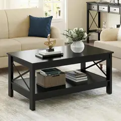 ROHE - Mesa De Centro Rectangular-Color negro