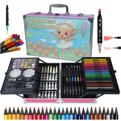 GENERICO - Set de Arte Maleta de Aluminio 132 Piezas touch y dual ballerina capuchina