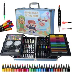 GENERICO - Set de Arte Maleta de Aluminio 132 Piezas touch y dual vaca bananini