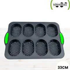 ICHIMATSU - Molde de Silicona para pan ovalado x 8 agujeros.