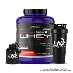 ULTIMATE NUTRITION - Prostar 100 % Whey 5 LB Strawberry + Shaker + Portaproteina