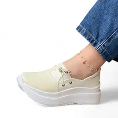 GENERICO - Mocasin Mujer Charol Grabado Planta Expanso 1022L-53 Color Beige