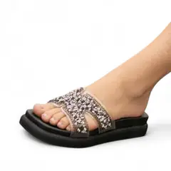 GENERICO - Sandalia Mujer Escarcha Plataforma 3 1022L-53 Color Negro