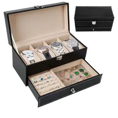 GENERICO - Joyero Organizador Porta Relojes,Pulseras y Anillos De 2 Niveles