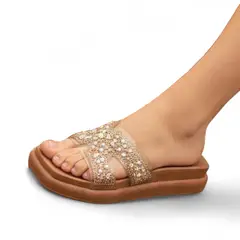 GENERICO - Sandalia Mujer Escarcha Plataforma 3 1022L-53 Color Camel