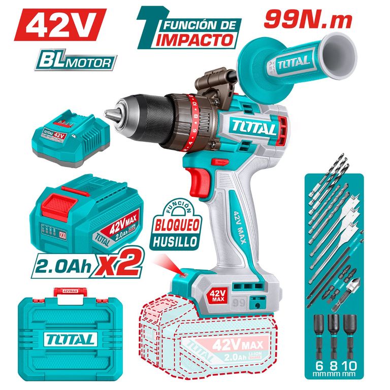 Total Taladro Atornillador Percutor BL Industrial 42V 99Nm-TIDLI429982