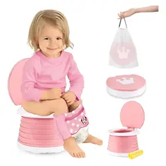 GENERICO - Baño Portátil Y Plegable Para Niño 2 En 1 Inodoro Y Asiento Rosado