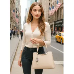 GENERICO - CARTERA BOLSO DE MANO CROSSBODY MORRAL TOTE PREMIUM MUJER BEIGE